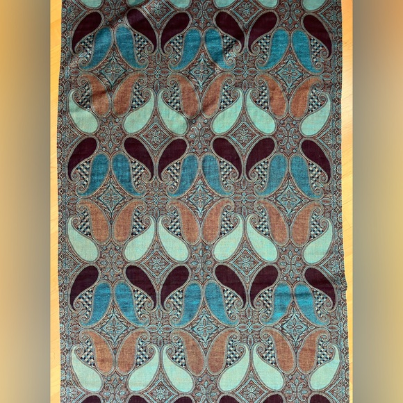 ☯️Like New Reversible Blue / Brown / Rust Paisley Pashmina/Silk/Wrap/Shawl - Picture 5 of 17